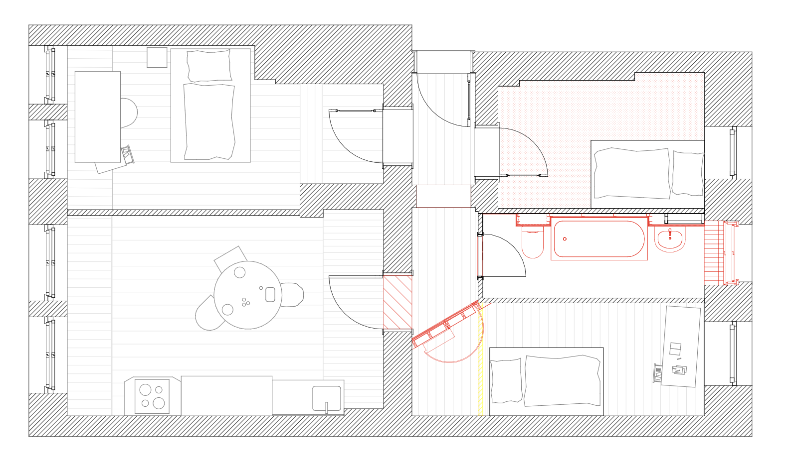 Grundrisszeichnung des Umbaus